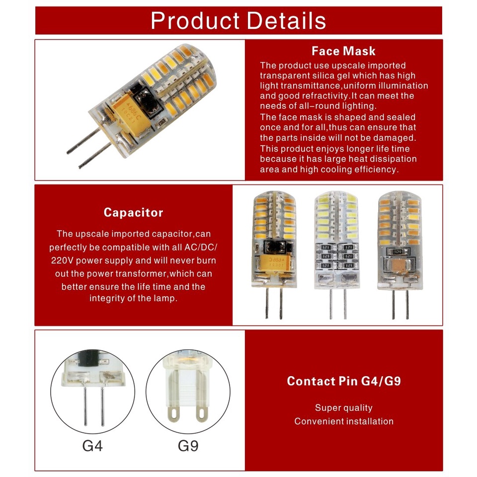 Got Liang หลอดไฟฮาโลเจน LED G4 G9 12V 220V AC DC 1w 2w 3w 4w 5w 6w แบบเปลี่ยน 40w 60w 360 องศา - รูปที่ 6
