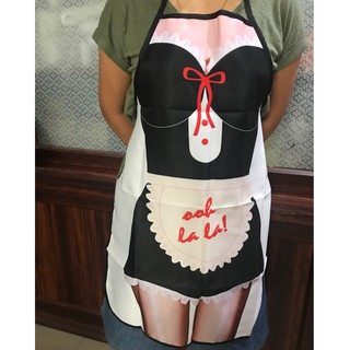 ผ้ากันเปื้อนลายสาวเสิรฟชุดดำ (Sexy Lady Apron)