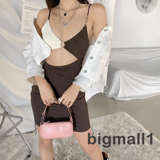 Bigmall - ชุดมินิเดรสสายเดี่ยวคอวีลึกเซ็กซี่สําหรับผู้หญิง