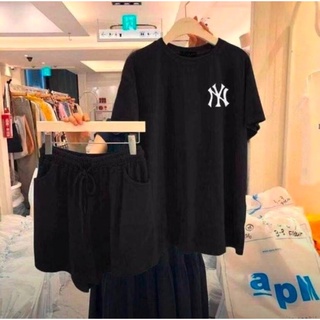 ชุดเซ็ทเสื้อ+กางเกงขาสั้น set NY (MLB) งานปัก