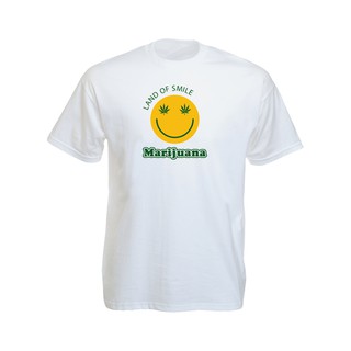 เสื้อยืดราสต้าTee-Shirt Land of Smile เสื้อยืดสีขาว/สีดำลาย Land of Smile White/Black Tee-Shirt