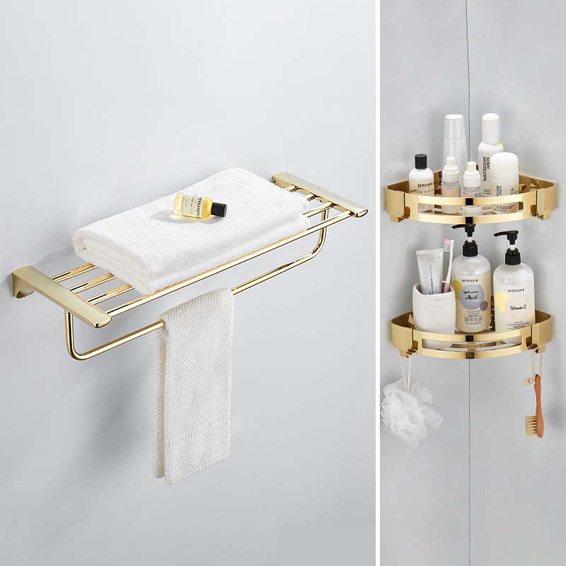 อุปกรณ ์ ห ้ องน ้ ํา Organizer Rack Gold สแตนเลสห ้ องน ้ ํา Organizer ห ้ องน ้ ําผ ้ าเช ็ ดตัวผู ้ ถือเนื ้ อเยื ่ อห ้ องน ้ ําแปรงผู ้ ถือ - รูปที่ 2