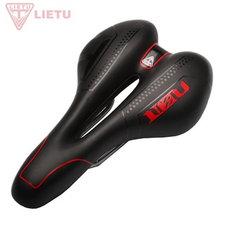 LIETU 3 Colors Thicken Soft Bike Saddle with Hollow Design and Leather Surface for MTB / Road Bicycle