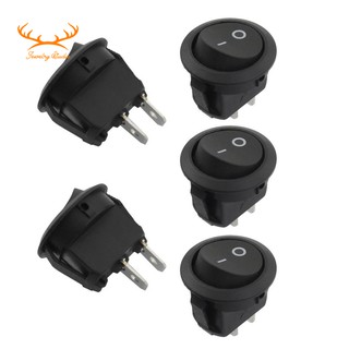 ☀SALE☀5Pcs SPST Black Button On/Off Round Rocker Switch AC 6A/250V 10A/125V