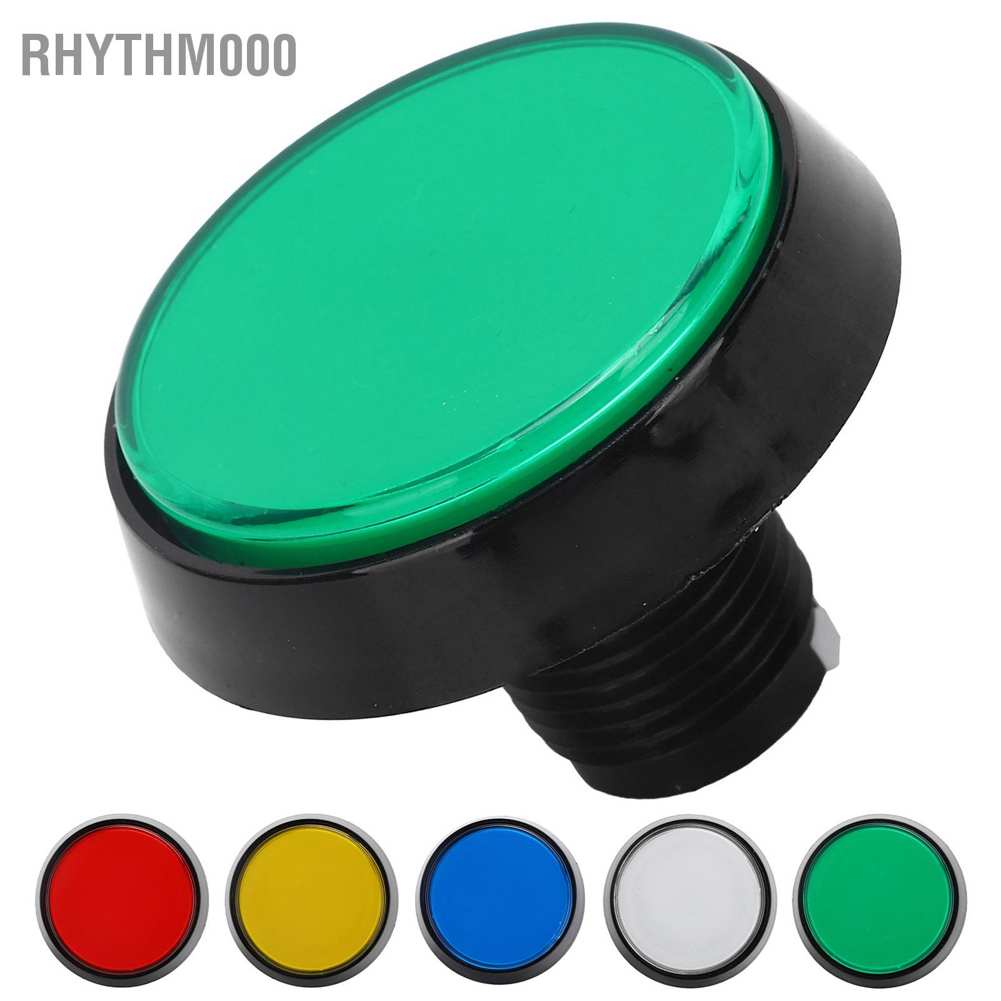 Rhythm000 ปุ่มกด ทรงกลม แบน ขนาดใหญ่ 60 มม. พร้อมสวิตช์ไฟ Led 3 ฟุต สําหรับเครื่องเครน เกมคอนโซล