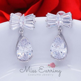 Miss Earring ต่างหูเงินแท้ ต่างหูเพชรสวิส หยดน้ำ พร้อมส่ง