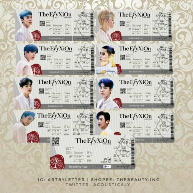 [READY] EXO ELYXION BOARDING PASSION TICKET บุ๊คมาร์ค Photocard โดยตัวอักษรศิลปะ