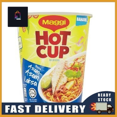 (READY STOCK) Maggi Hot Cup Asam Laksa บะหมี่กึ่งสำเร็จรูปถ้วย 60 กรัม