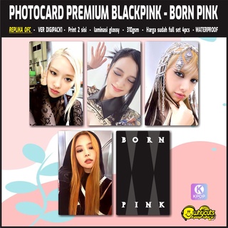 โฟโต้การ์ด OFC blackpink เคลือบเงา 2 ด้าน กันน้ํา สีชมพู 4 ชิ้น