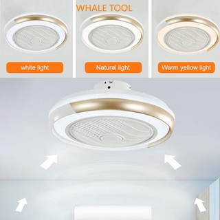 พัดลมเพดานรีโมทคอนโทรลพัดลมเพดานอัจฉริยะพร้อมไฟสำหรับห้องนั่งเล่นโคมไฟห้องนอนบางเฉียบที่มองไม่เห็นโมเดิร์น LED