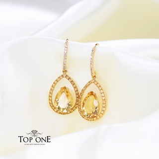 Top1Jewelry ต่างหูเงินแท้ พลอย Citrine แท้