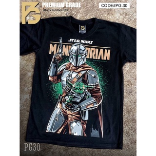 เสื้อยืดผ้าฝ้ายJKJK PG 30 Mandalorian Star Wars เสื้อยืด หนัง นักร้อง เสื้อดำ สกรีนลาย ผ้าหนา PG T SHIRT S M L XL XXLL X