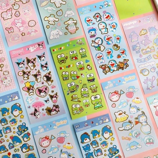 🌟Sanrio Style Sticker สติ๊กเกอร์ซานริโอ้ สติกเกอร์น่ารัก สติกเกอร์พร้อมส่ง คิตตี้ คุโรมิ มายเมโลดี้ ขอบทอง