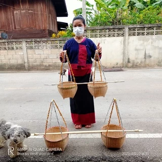 ชุดหาบเงินหาบทองสำหรับงานพิธีต่าง ใช้หาบได้จริง จะได้รับ กระบุง2+ไม้คาน1**สินค้าผู้สุงอายุ**