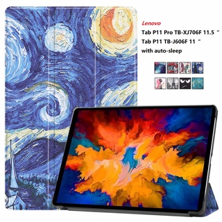 Lenovo Tab P11 Pro TB XJ706F 11.5 inch P11 TB J606F 11 inch Smart Leather Flip Cover Auto sleep Stand Magnetic Tablet Case