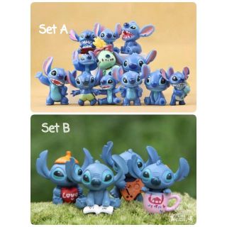 👑พร้อมส่ง👑  ชุดเซตโมเดลสติช Stitch 4-12 ชิ้น/เซต​ ขนาดประมาณ​ 3-4  cm ☁️ 💓💓💓