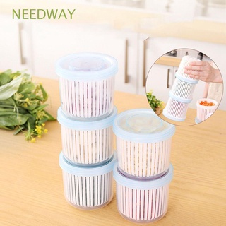 Needway กล่องพลาสติกทรงกลมสําหรับเก็บขิงกระเทียมหัวหอมสําหรับตู้เย็น