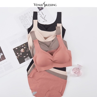 Japanese new style Womens Seamless Comfortable Sports Bra with Removable Pads Yoga Bra Sleeping นในกระชับไร้รอยต่อต่ราสปอร์ตบรามีฟองน้ำใส่สบายSport Braไร้ตะเข็บไร้ขอบชุดชั้นในเสื้อในบราไร้โครง