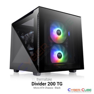 Thermaltake Divider 200 TG Micro-ATX Chassis - Black (เคส) Case