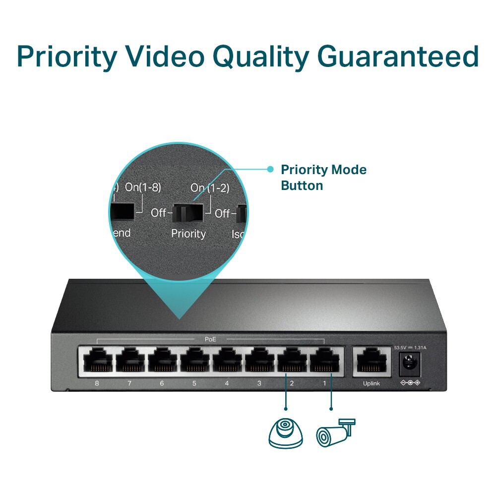 TP-Link 9-Port 10/100Mbps Desktop Switch with 8-Port PoE+ รุ่น TL-SF1009P BY N.T Computer