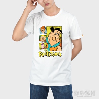 DOSH:MENS T-SHIRTSเสื้อยืดคอกลม แขนสั้น สีขาว ผู้ชาย ลิขสิทธิ์FLINTSTONES รุ่นDFTMT5005-OW