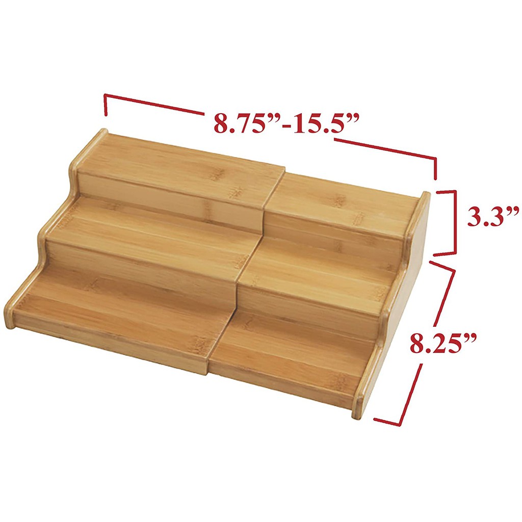 3 Tier Home Bathroom Expandable Pantry Bamboo Spice Rack Puket Stores