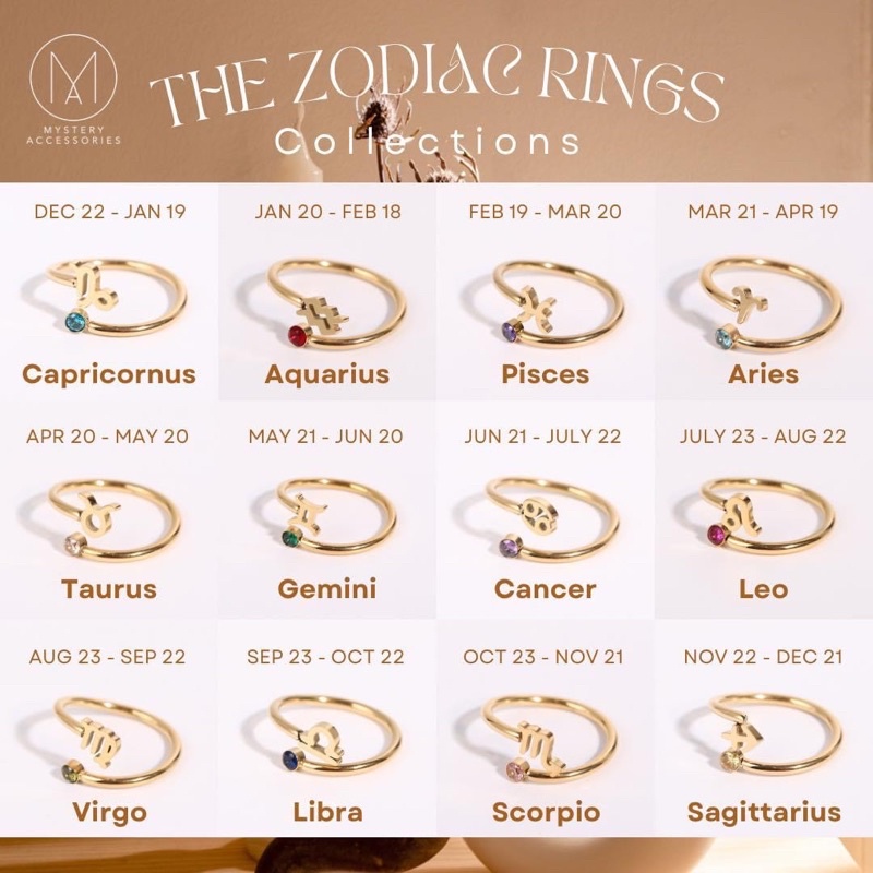 MA578: Zodiac Rings | Mystery Accessories ® แหวนราศี 18K (size 8)