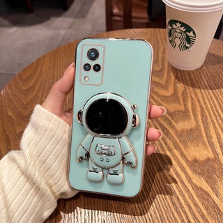 เคสโทรศัพท์มือถือ ซิลิโคนนิ่ม กันกระแทก ลายนักบินอวกาศ 6D สีวาว สําหรับ VIVO V21 V20 2020 V17