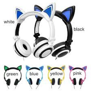 cat ear headphone หูฟังสมาร์ทโฟน หูฟังpc หูฟังtablet มีไมค์ในตัวรูปทรงหูแมว มีไฟled กระพริบได้มีให้เลือก6สี