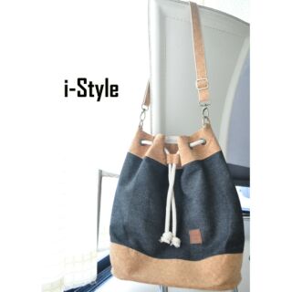 Jean-Cork bucket bag