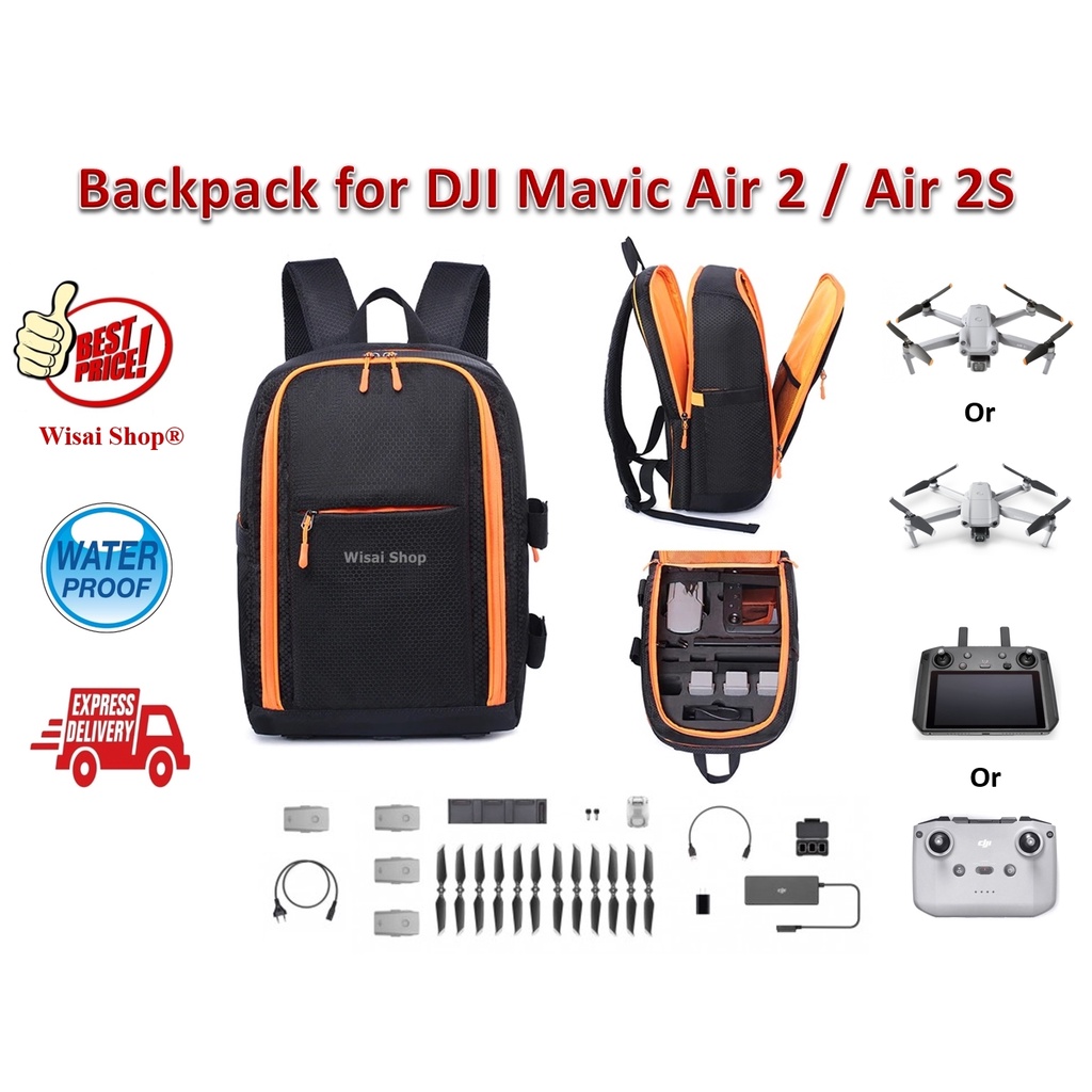 กระเป๋าเป้ Nylon Waterproof Backpack สำหรับ DJI Mavic Air 2 / Air 2S ใส่อุปกรณ์ชุด Combo และ DJI Smart Controller ได้