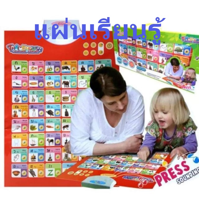 แผ่นเรียนรู้ สอนภาษาไทย-อังกฤษ ตัวเลข สื่อการเรียนรู้ ของเล่นเสริมพัฒนาการเด็ก แม่และเด็ก ของเล่น