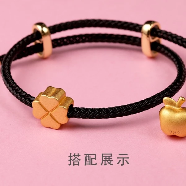 สร้อยข้อมือเชือกถักกึ่งสำเร็จรูป ปรับระดับได้ ประดับลูกปัดหมีสตรอเบอร์รี่ thumbnail 4
