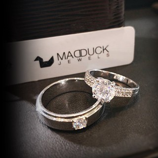 Madduckjewels แหวนเงินแท้ เพชร CZ ชุบโรเดียม RG1418-RG1702