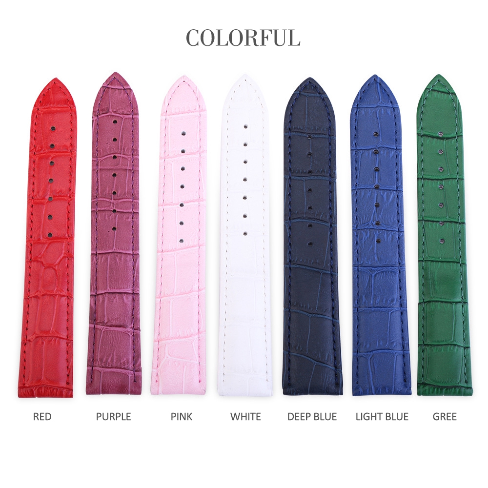 สายนาฬิกาข้อมือ หนังวัวแท้ ขนาด 12 มม. 14 มม. 16 มม. 18 มม. 20 มม. 22 มม. กว้าง 24 มม. สีพื้น สําหรับผู้ชาย และผู้หญิง