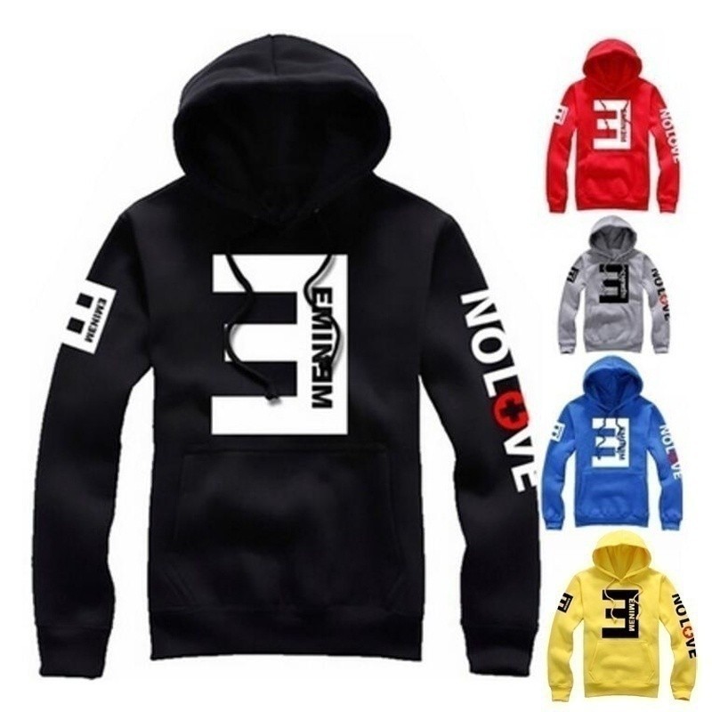 Eminem Anti-E ขนแกะ Hoodie เสื้อกันหนาวผู้ชายแขนยาวผ้าฝ้าย Hooded Jacket Coat