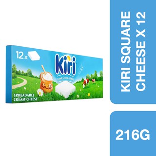 Kiri Spreadable Cream Cheese Square 216g (12 portions) ++ คิรี ชีสสีเหลี่ยม ขนาด 216g (12 ชิ้น )