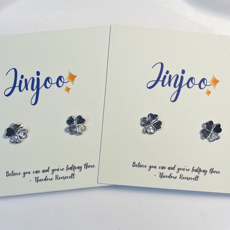 Jinjoo พร้อมส่ง-A02-ต่างหู Clover ดูดี สวยกรุบ ขนาด 0.6ซม🍀