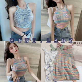 Mini.Lady❤️🌈สินค้าพร้อมส่งจริง!เสื้อกล้ามคล้องคอสีรุ่งทรงสวยเซ็กซี่