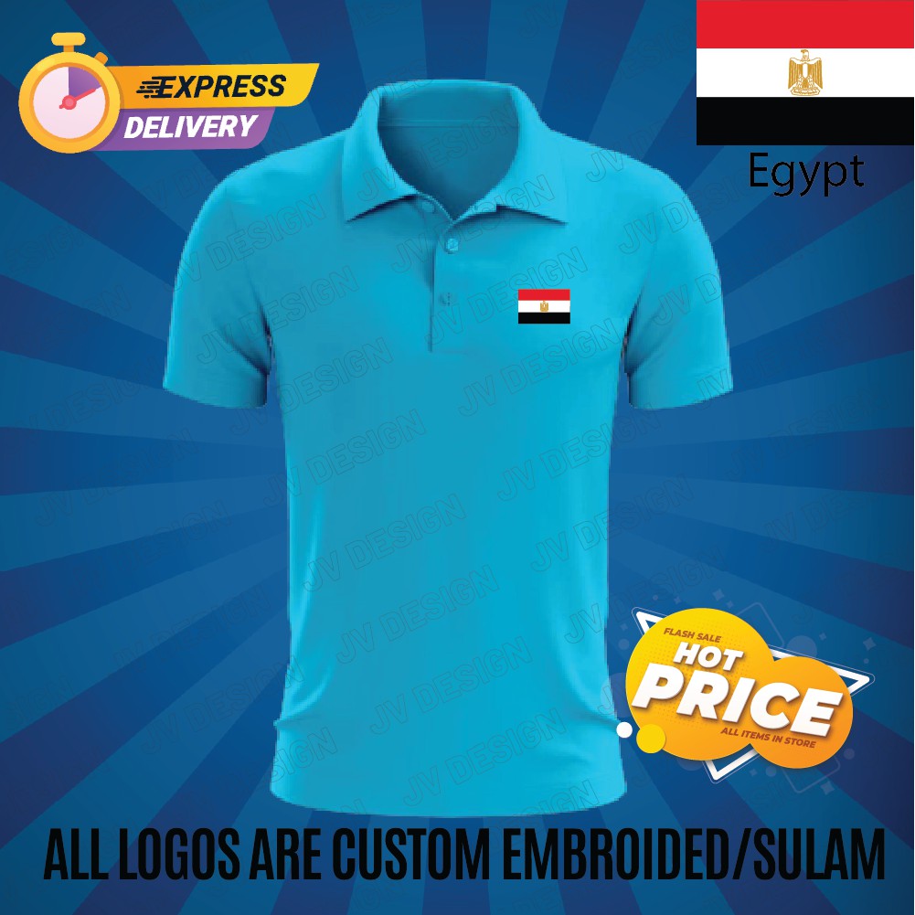 HEBAT🔥 [SULAM] EGYPT FLAG LOGO 1POLO EMBROIDERY BAJU LELAKI PEREMPUAN POLO TEE!! ผ้าฝ้าย 100%