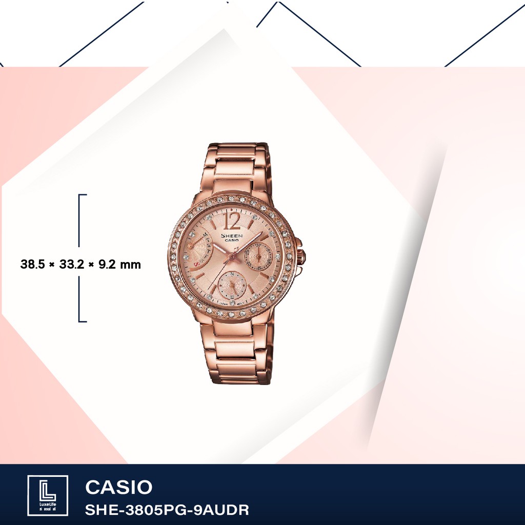นาฬิกาข้อมือ casio sheen รุ่น SHE-3805PG-9AUDR