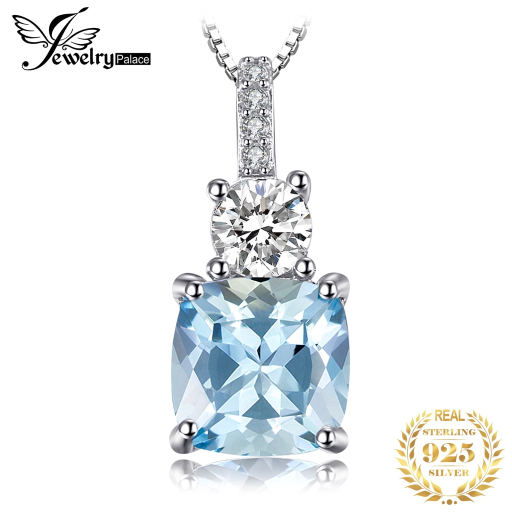 JewelryPalace 1.9ct ธรรมชาติ Sky Blue Topaz 925 เงินสเตอร์ลิงจี้สร้อยคอผู้หญิง Birthstone อัญมณี Cho