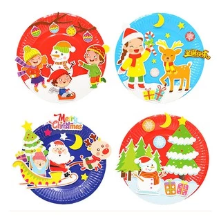 ของเล่นสติ๊กเกอร์สร้างสรรค์แฮนด์เมดจานศิลปะ DIY แผ่นกระดาษสติกเกอร์การ์ตูน Paper plate