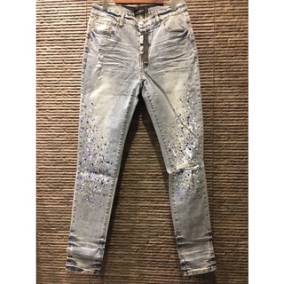 กางเกงขายาวยีนส์ Amiri paint crystal denim pant