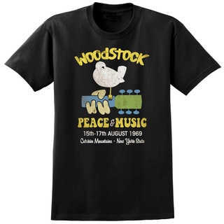 T-shirt  เสื้อยืด พิมพ์ลายกีตาร์สันติภาพ Woodstock Music Festival Inspired 60S สําหรับผู้ชายS-5XL