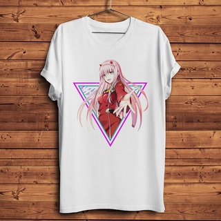 ขายดี!Zero Two 002 เสื้อยืดลําลอง แขนสั้น พิมพ์ลายอนิเมะ Darling in the Franxx สีขาว สําหรับผู้ชาย ผู้หญิงS-5XL