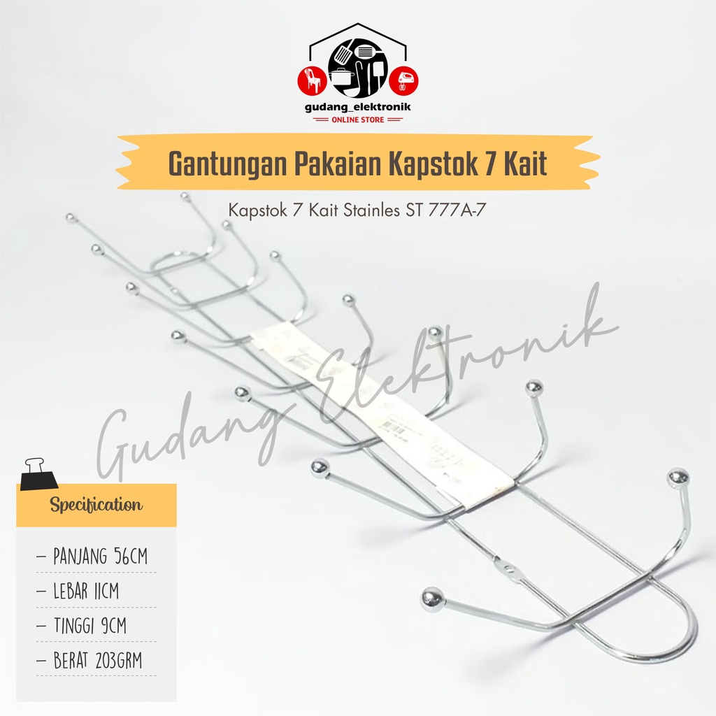 GANTUNGAN Kapstok ไม้แขวนเสื้อสแตนเลส 7 ตะขอ ST 777A-7