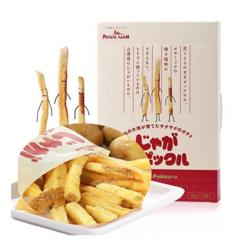 ขนมญี่ปุ่น POTATO FARM มี10ห่อในกล่อง หมดอายุ 23/3/2025 ขนมสนามบินJaga Pokkuru (じゃがポックル) มันแท่ง