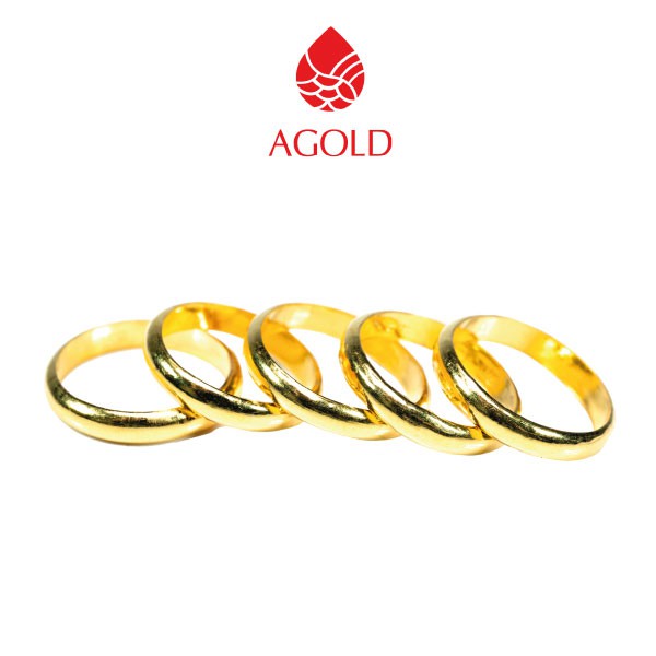AGOLD แหวนทอง ลายเกลี้ยง น้ำหนักครึ่งสลึง (1.89 กรัม) ทองคำแท้ 96.5