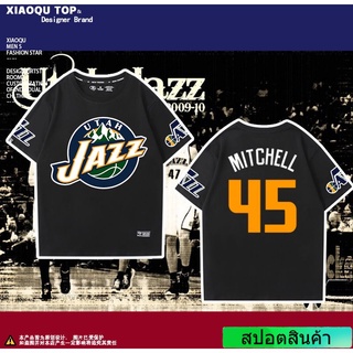 Utah Jazz ball clothes Mitchell Gobert เสื้อยืดแขนสั้นสำหรับเด็กชายและเด็กหญิง แฟนบาสเก็ตบอล uniforms